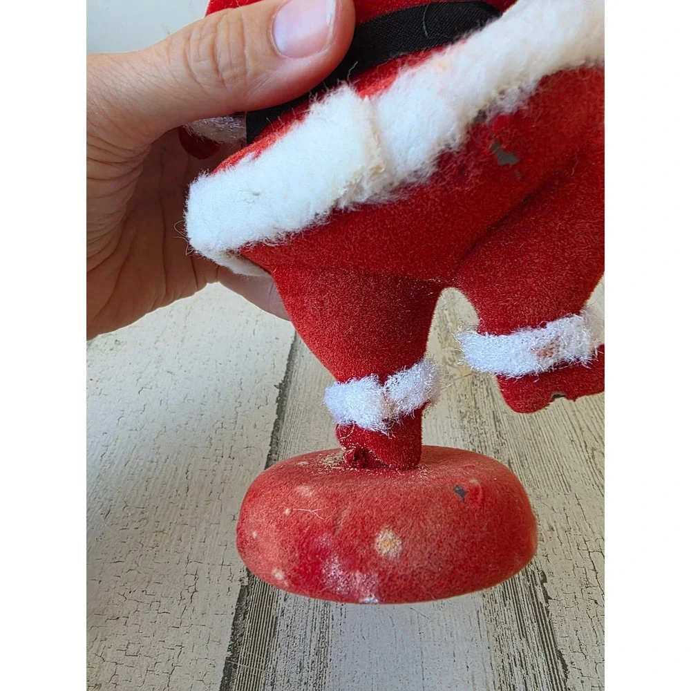 Antique felt Santa vintage standing red dancing Xmas decor